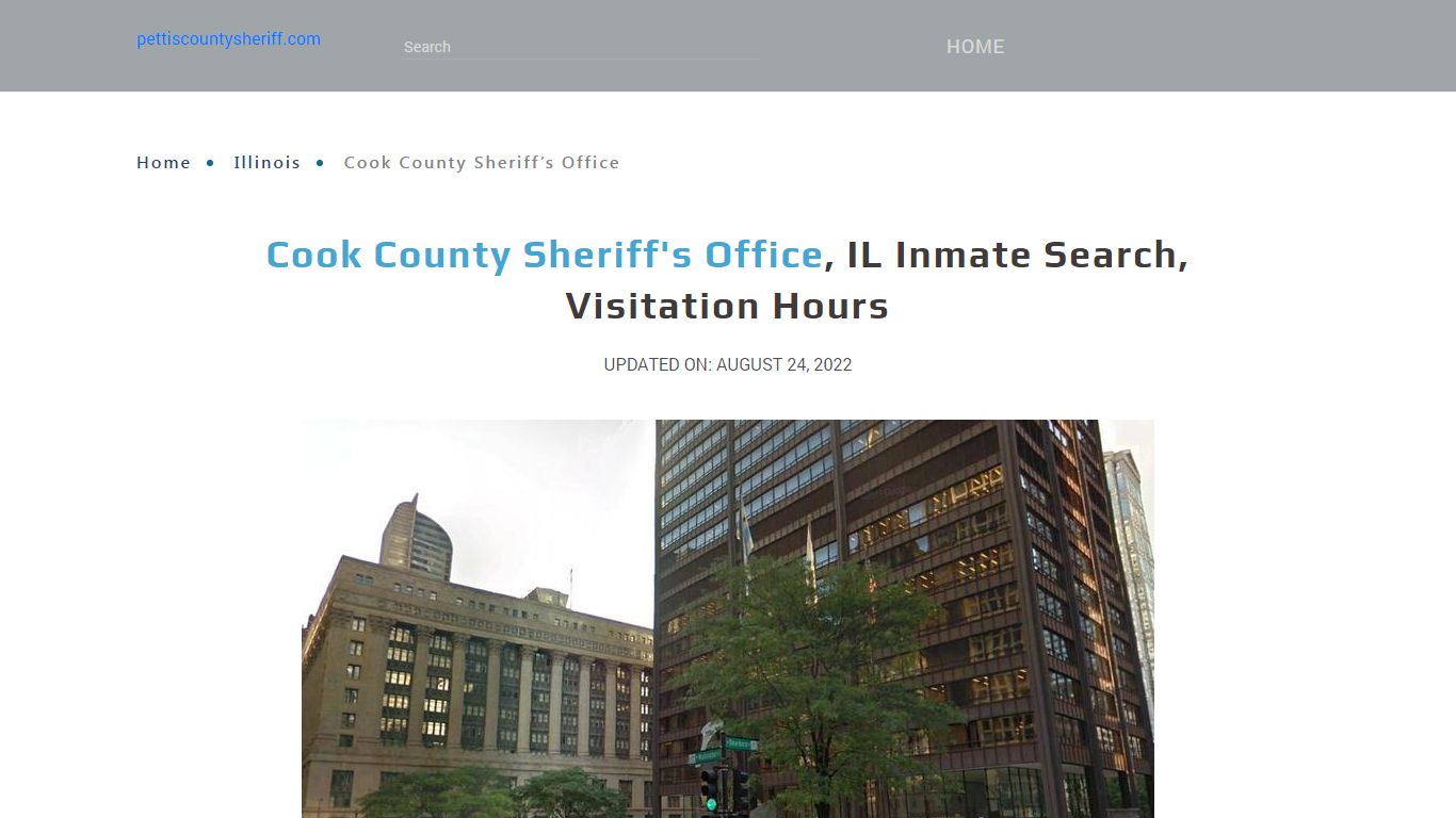 Cook County Sheriff's Office, IL Inmate Search, Visitation Hours